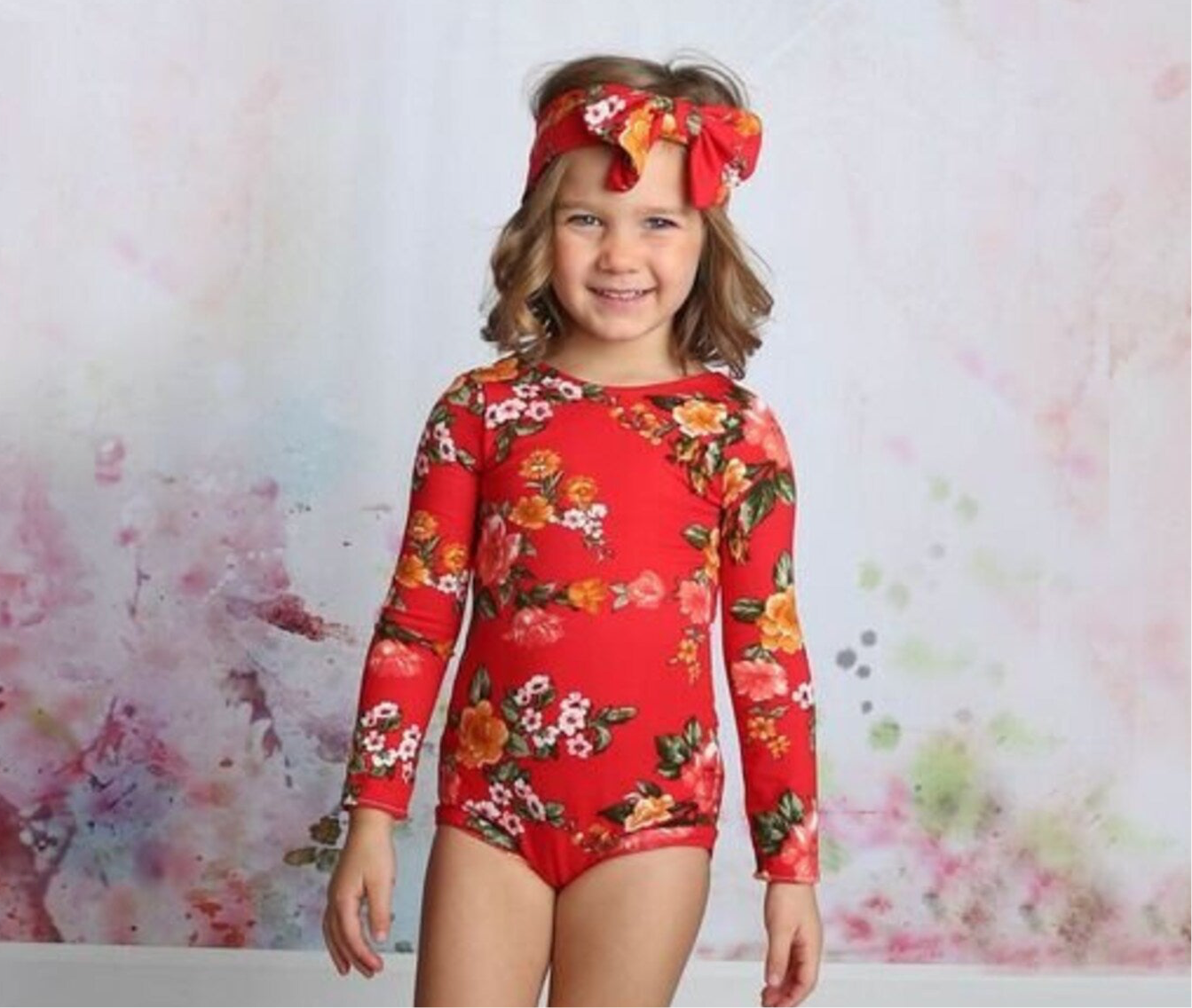 Girl’s Red Floral Leotard