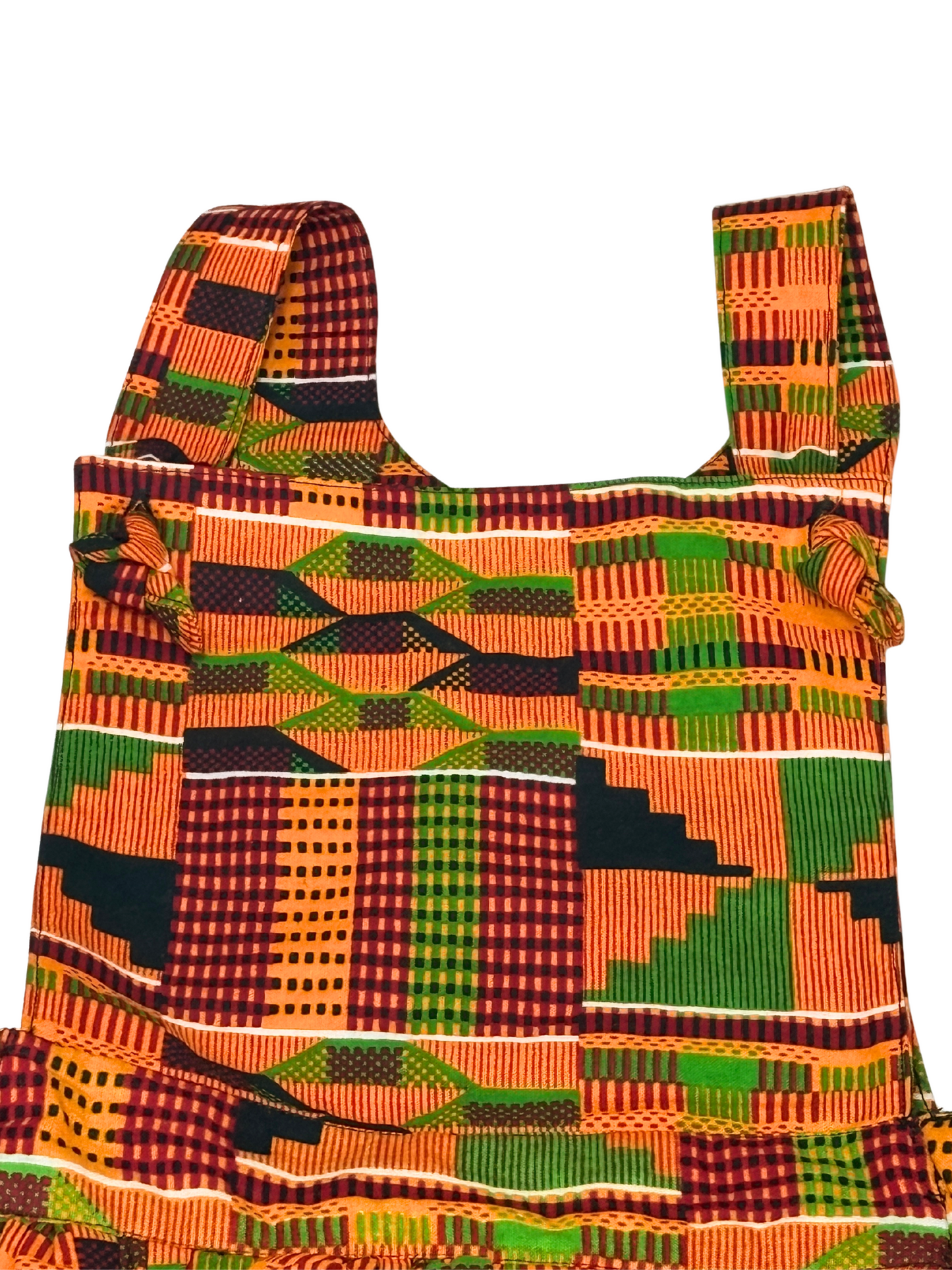 Vestido delantal Kente naranja