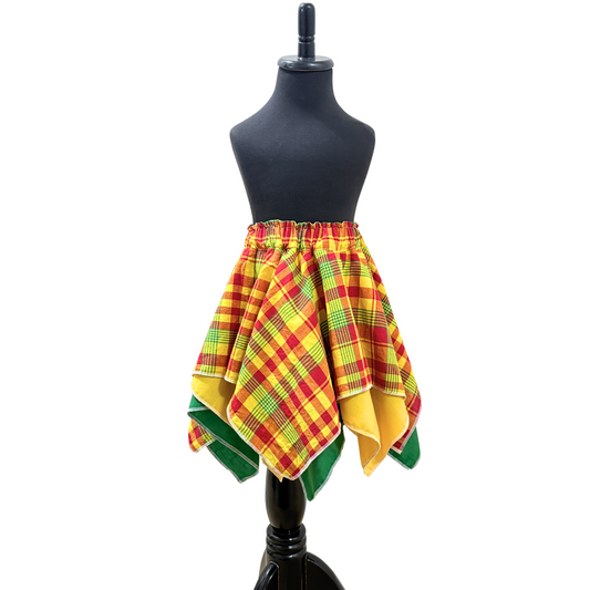 Caribbean Girl’s Handkerchief Hem Madras Skirt Set
