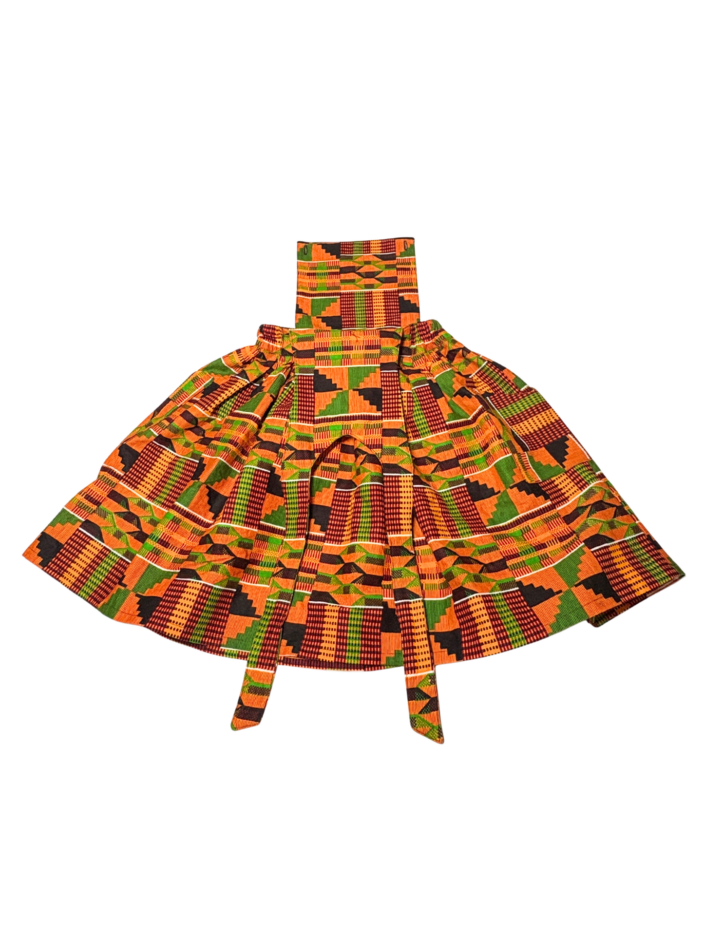 Vestido delantal Kente naranja