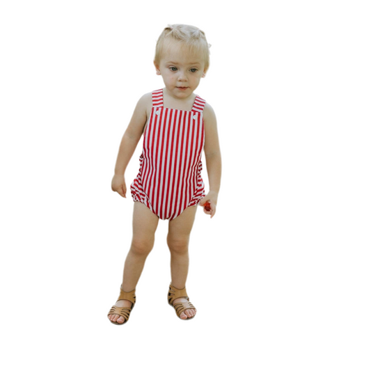 Red Candy Stripe Baby Romper