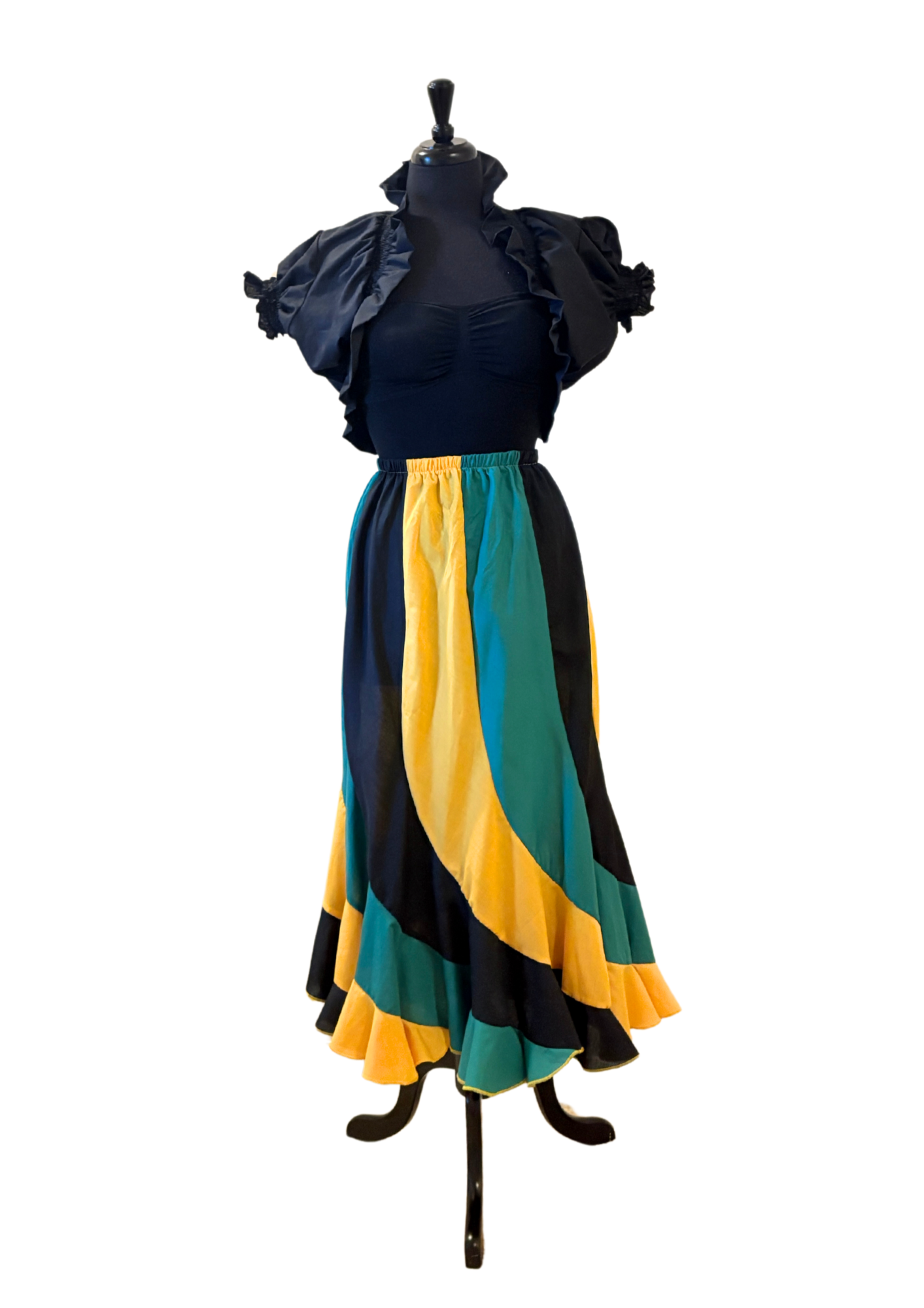 Jamaican Flag Skirt Bolero Set Peppermint Swirl Design One