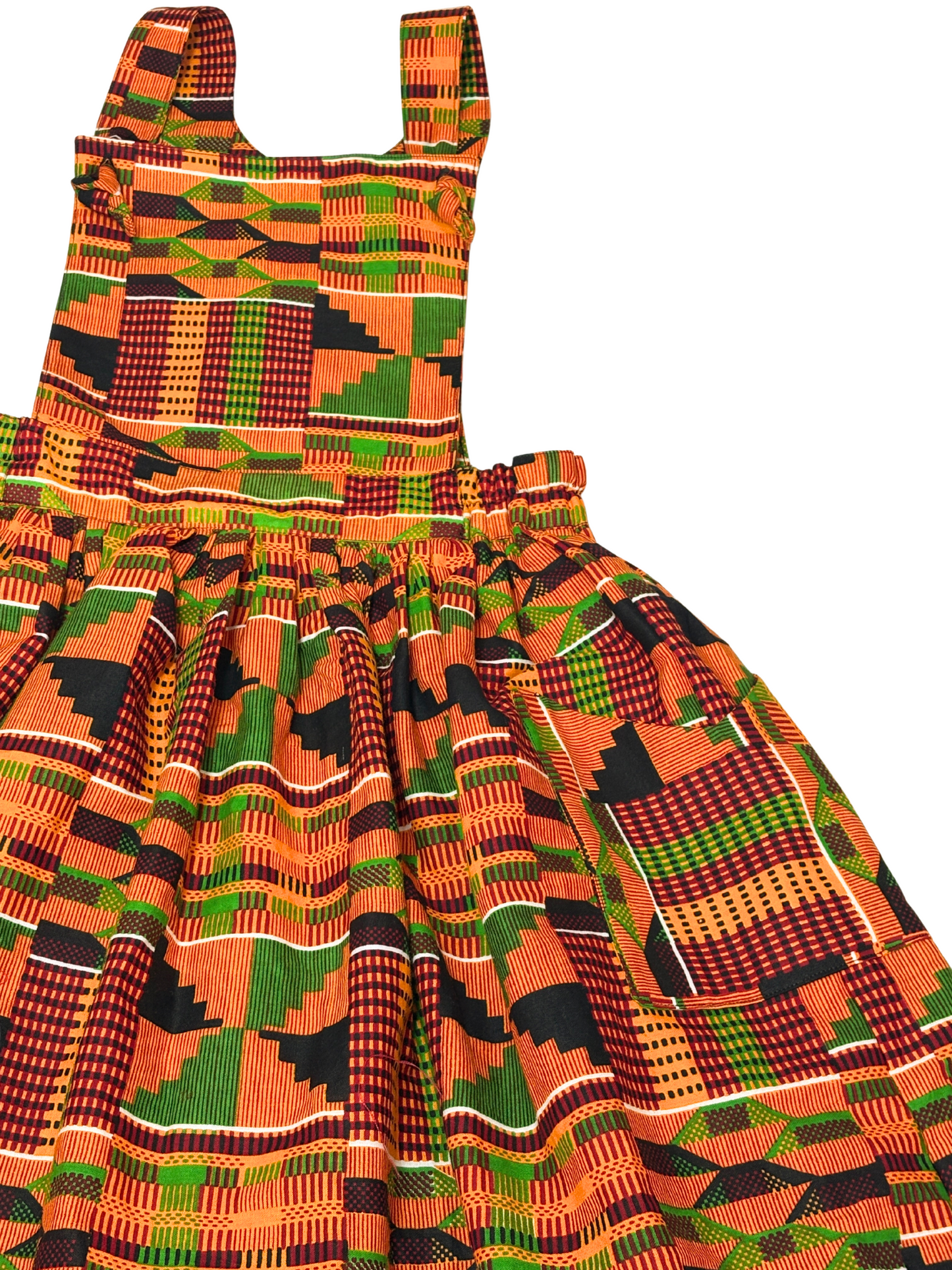Vestido delantal Kente naranja