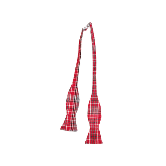 Men’s Jamaican Bandana Bow Tie – Red, White & Blue Plaid, Traditional Self-Tie Adjustable Formal Accessory