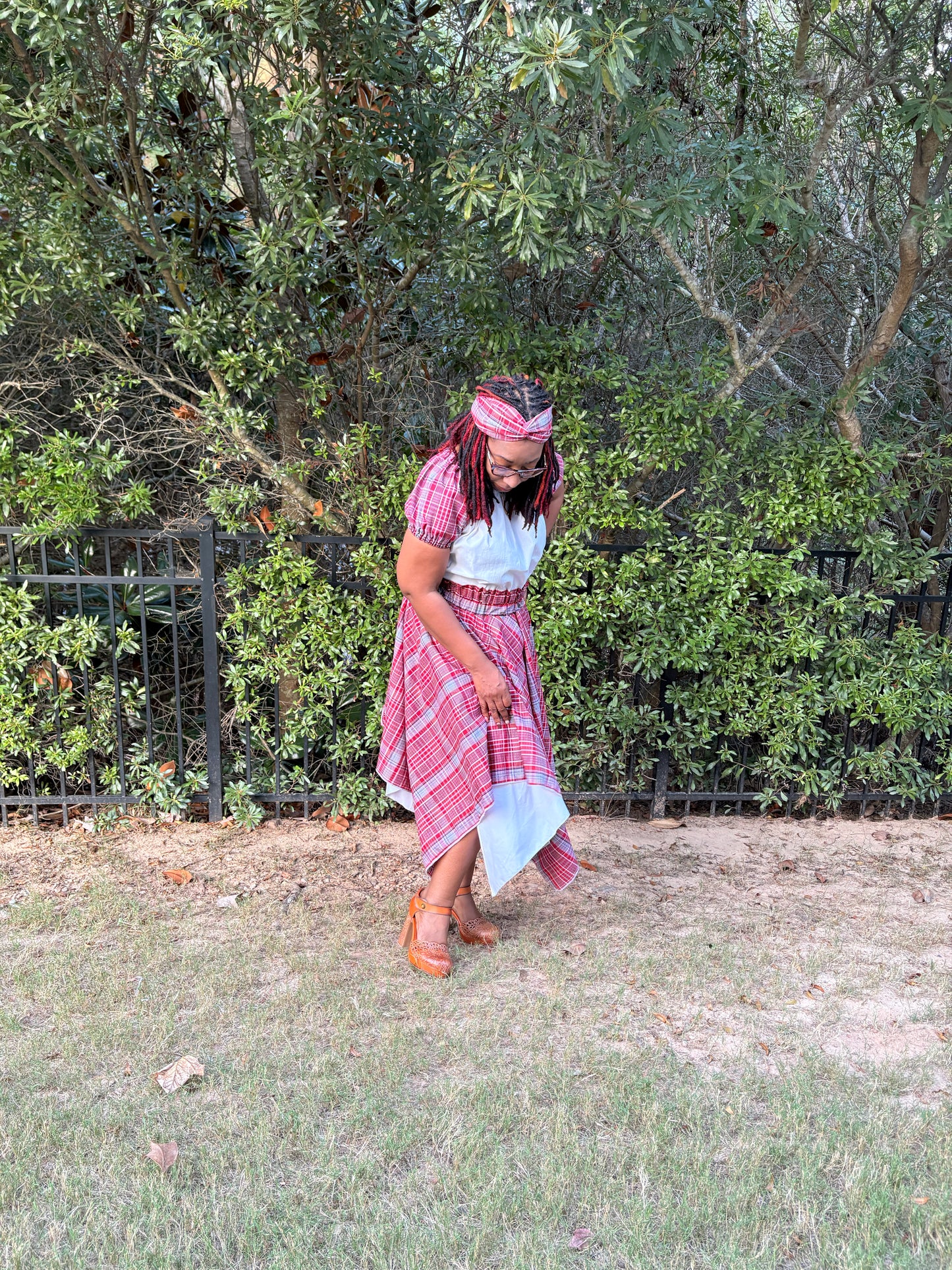 Reversible Jamaican Cultural Bandana Skirt Set - Women’s Skirt, Top and Headband Jamaica Day Outfit