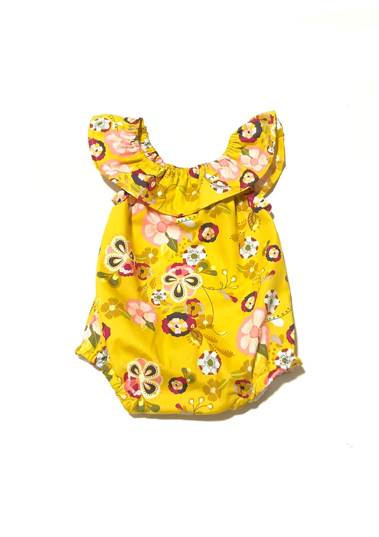Romper floral boho amarillo mostaza