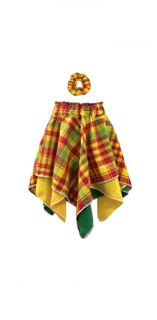 Caribbean Girl’s Handkerchief Hem Madras Skirt Set