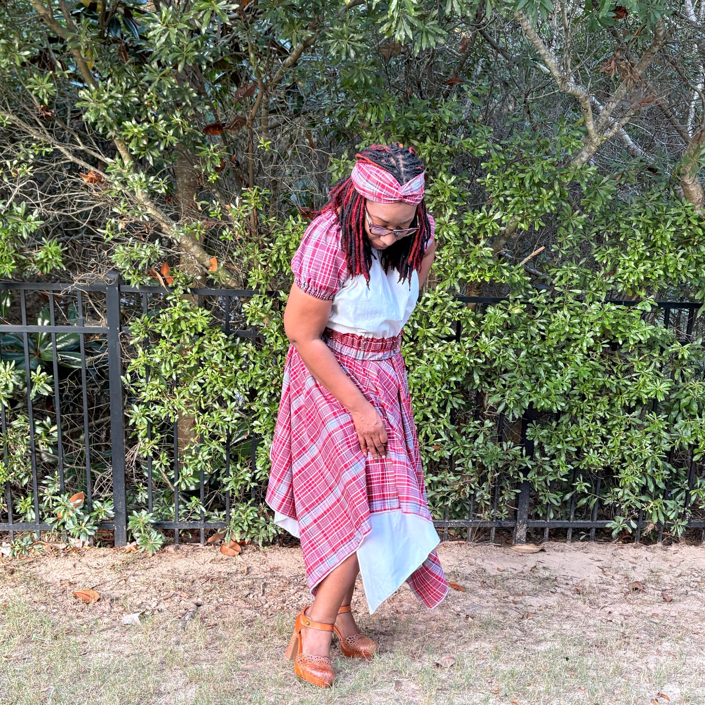 Reversible Jamaican Cultural Bandana Skirt Set - Women’s Skirt, Top and Headband Jamaica Day Outfit