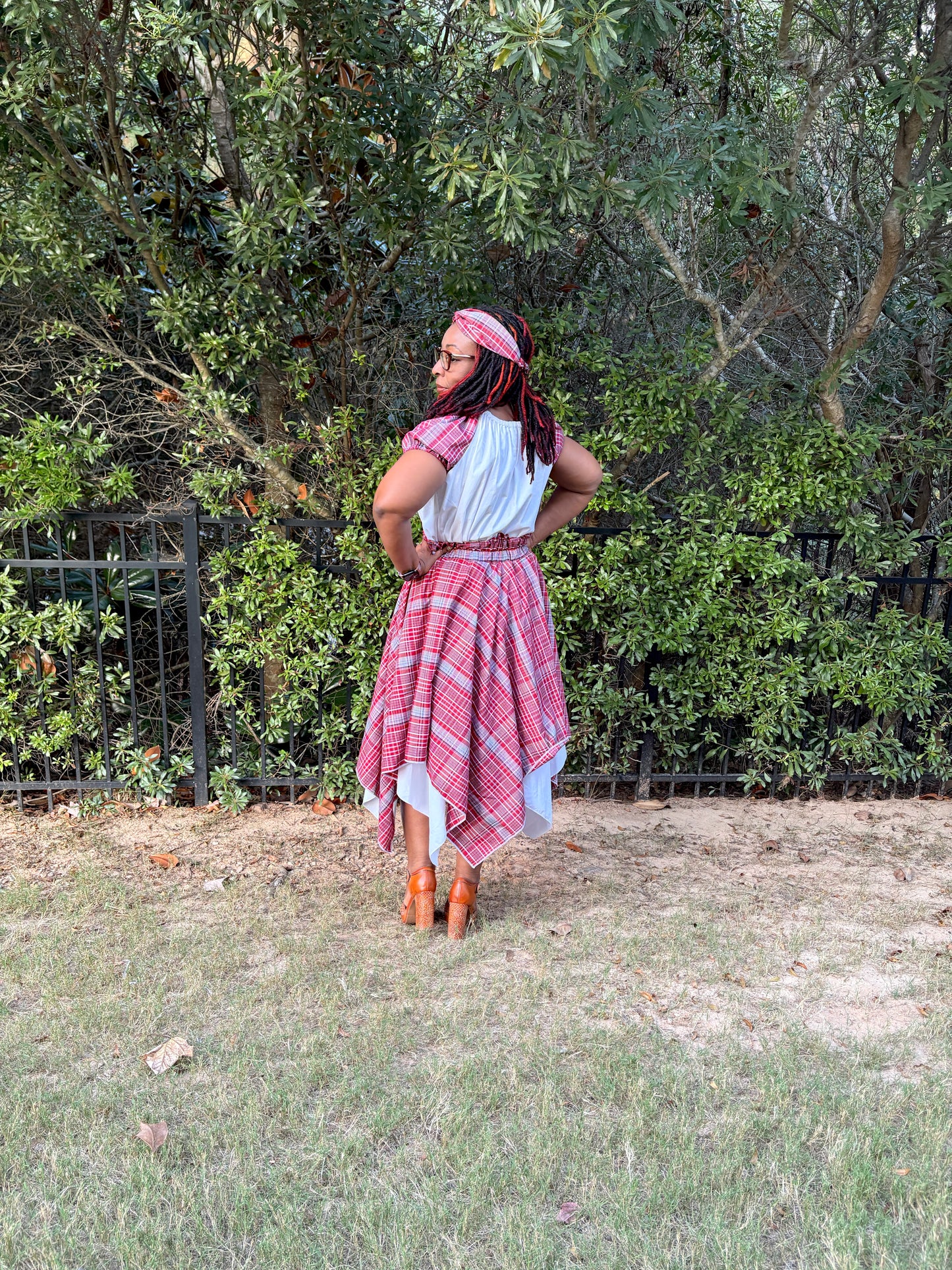 Reversible Jamaican Cultural Bandana Skirt Set - Women’s Skirt, Top and Headband Jamaica Day Outfit