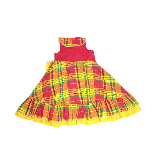 Girl’s Madras Faux Wrap Dress with Ruffles | Caribbean National Costume