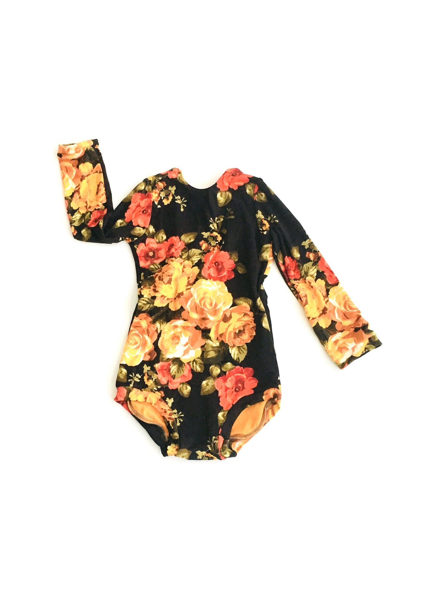 Leotardo floral negro para niña