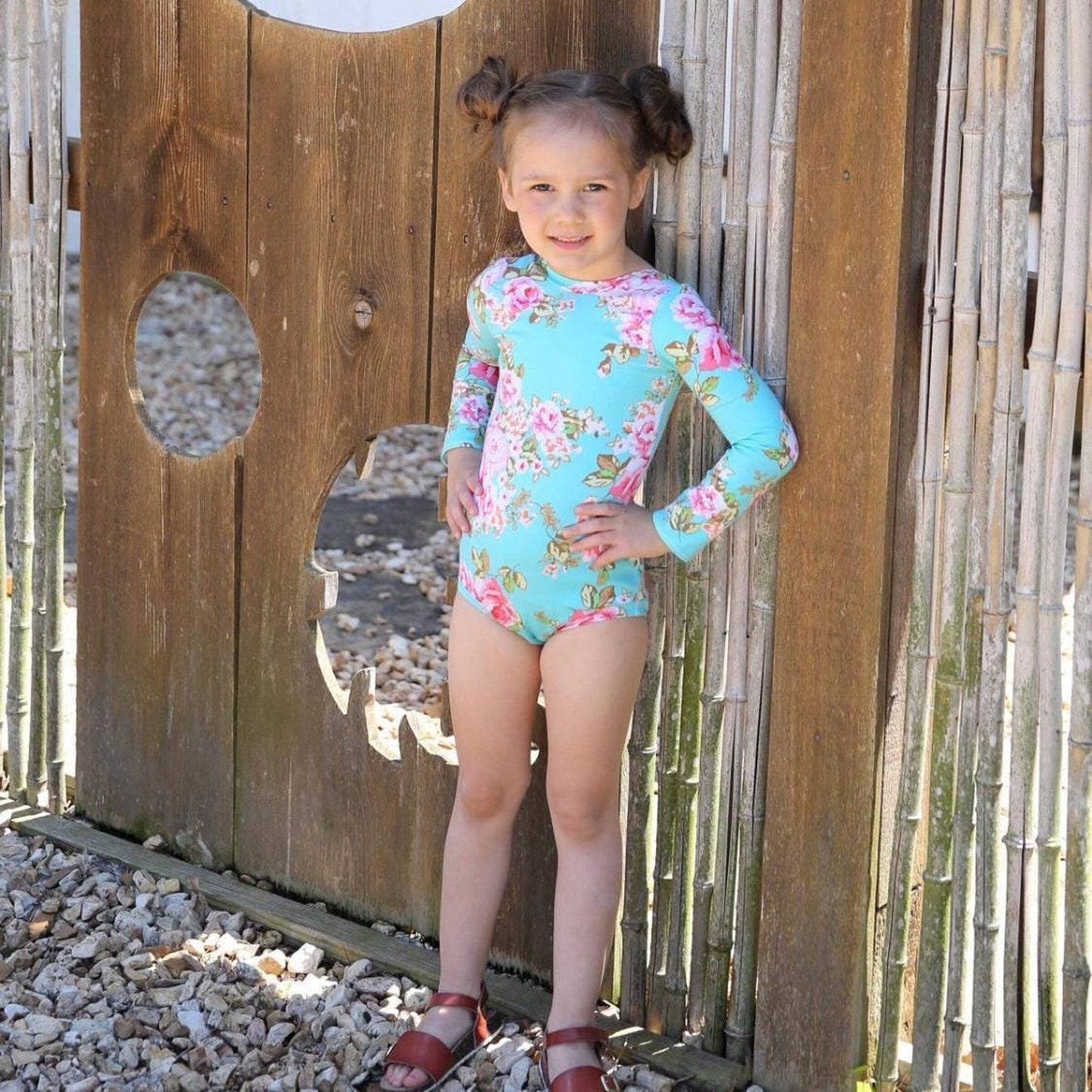 Leotardo floral menta para niñas