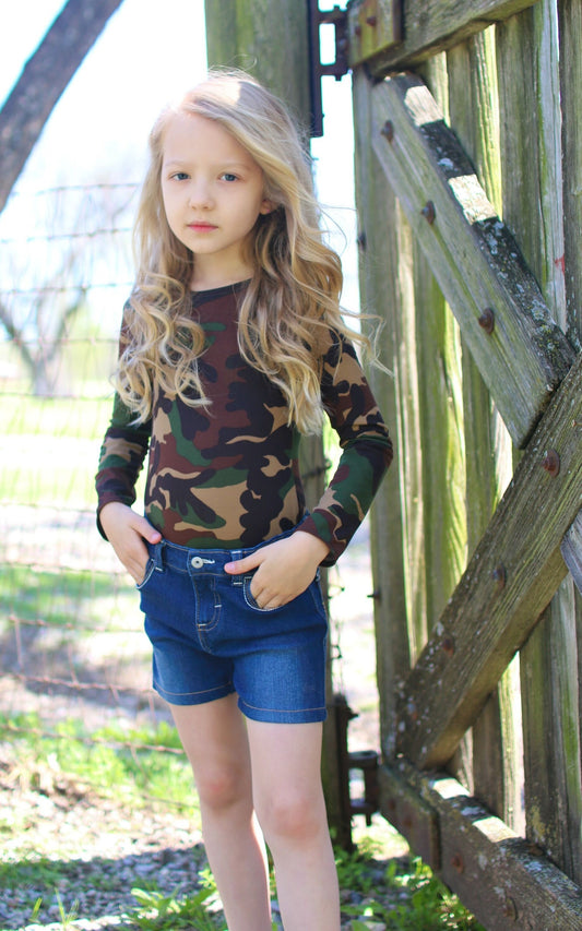 Girls Brown Camouflage Leotard
