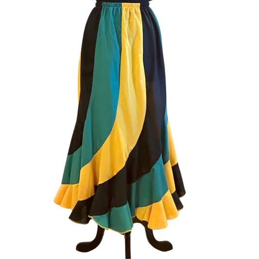 Jamaican Flag Skirt with a Peppermint Swirl Design and fits between women’s XS-Medium
