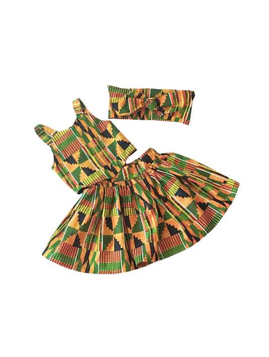 Kente Crop Top and Skirt Set