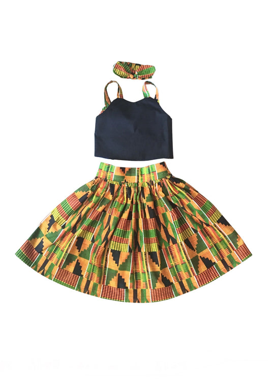 Kente Outfit with Crop Top