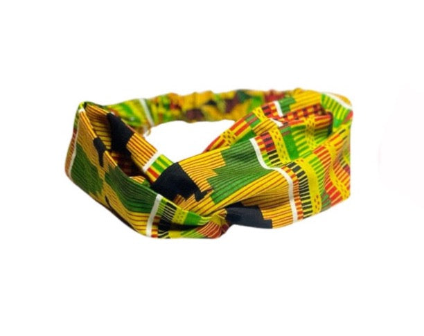 Kente wide twisted front headband.