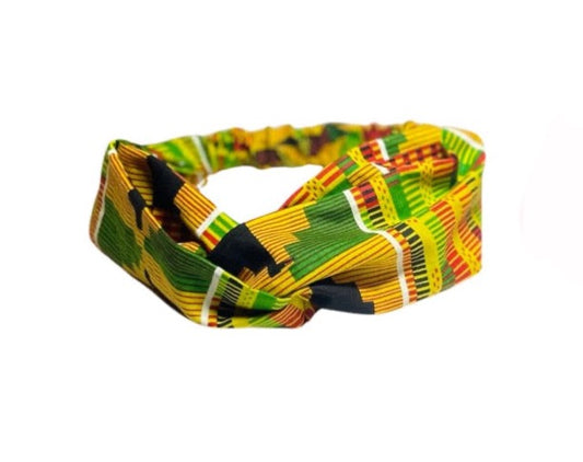 Kente wide twisted front headband.