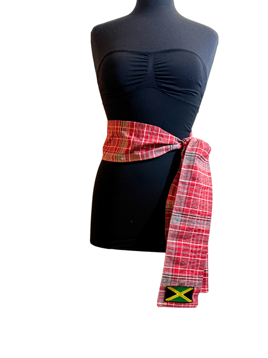 Jamaican bandana sash with Jamaican flag embroidered flag.
