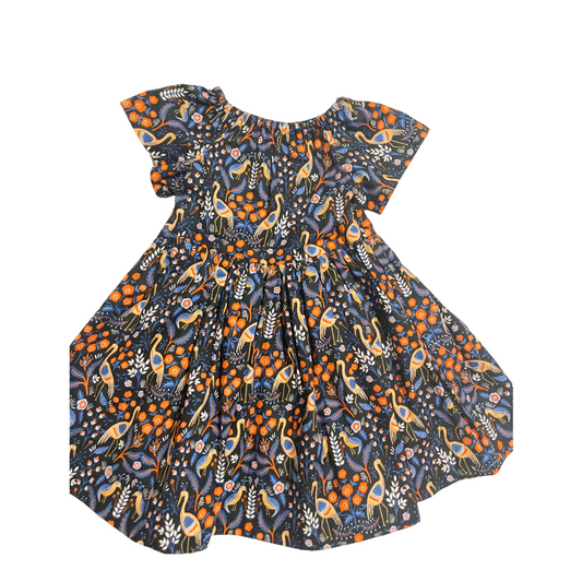 Girl’s Birds Black Peasant Dress