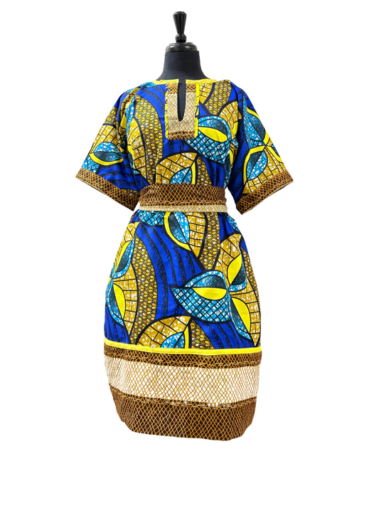 Sankofa Blue Ankara Shift Dress