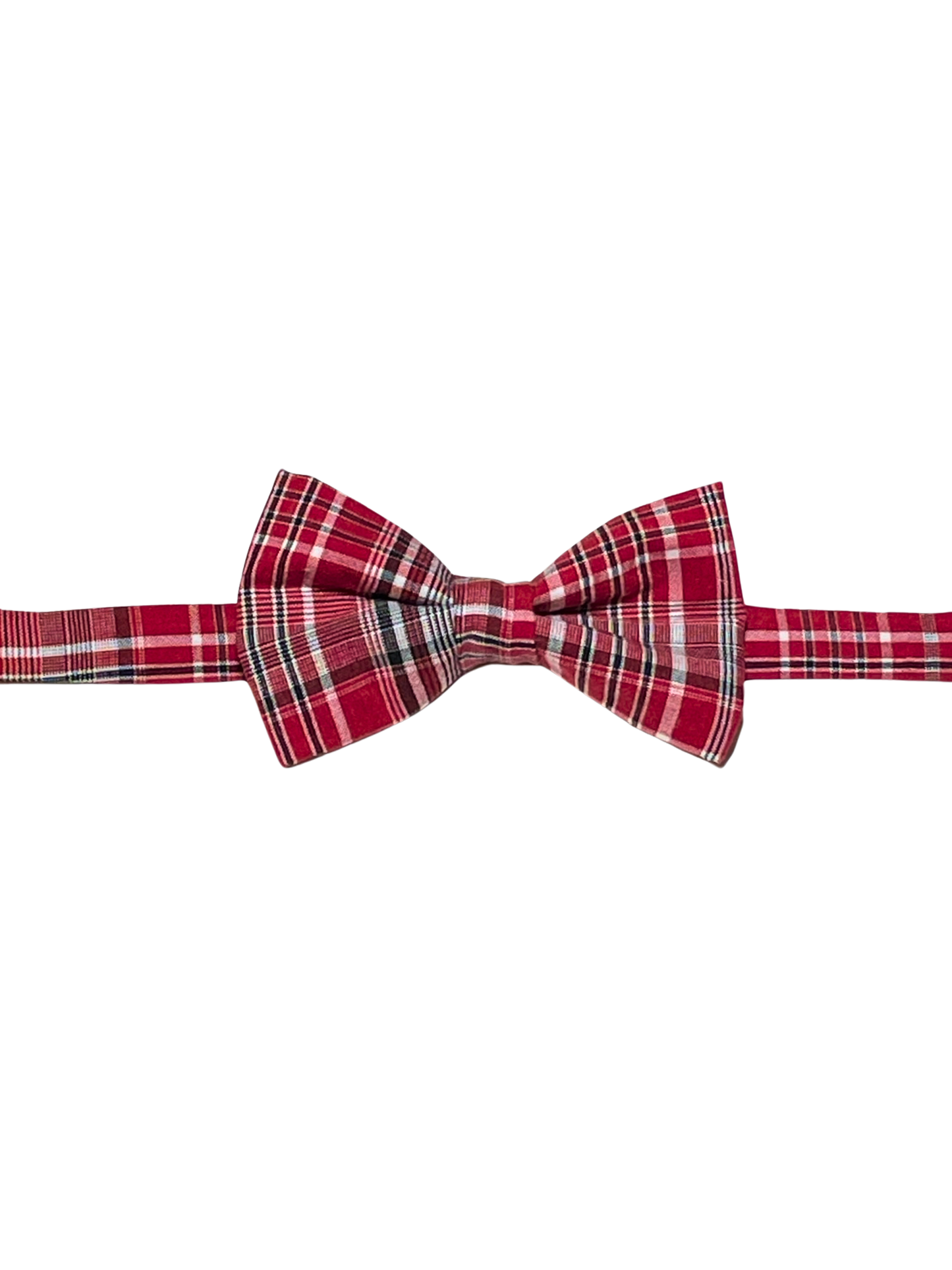 Traditional Jamaican red plaid Bandana pre-tied adjustable bow tie