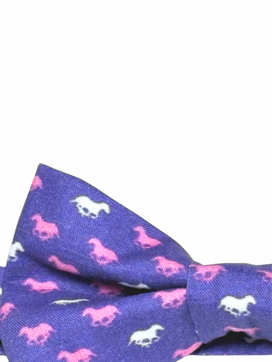 Faded Navy with derby horses pre-tied adjustable bow tie for males