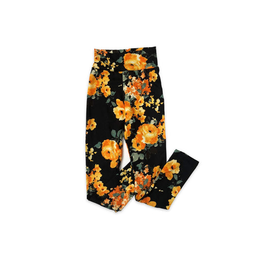Black floral girls leggings