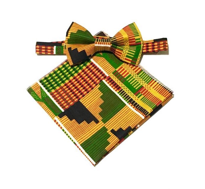 Pajarita Kente y pañuelo de bolsillo