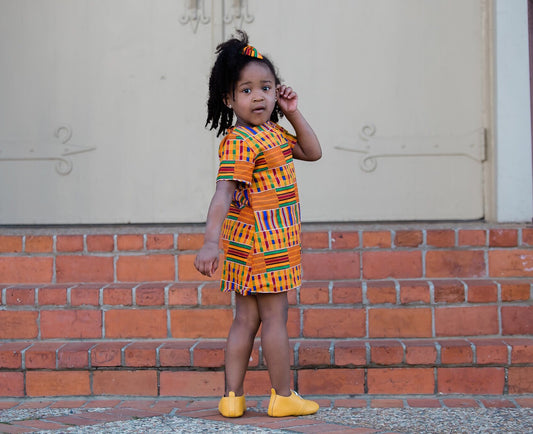 Sunset African Dress with Hair Bow