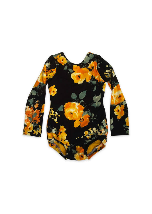 Black Floral Leotard for Girls