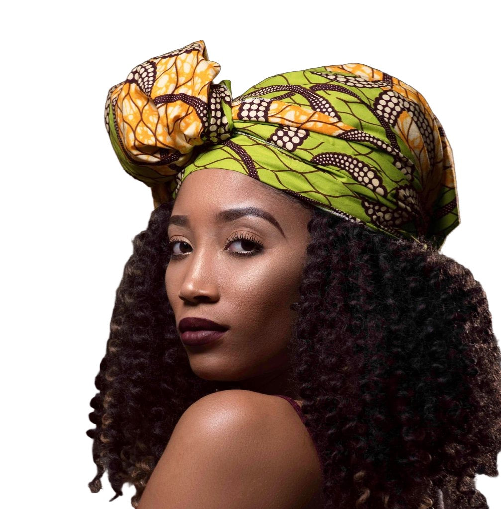 Envoltura para la cabeza con estampado africano rojo angoleño