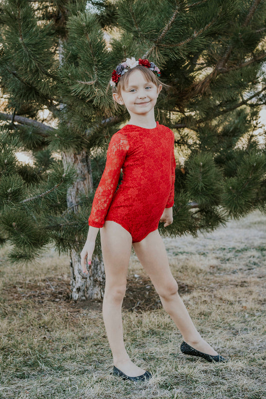 Purple Floral Lace Leotard