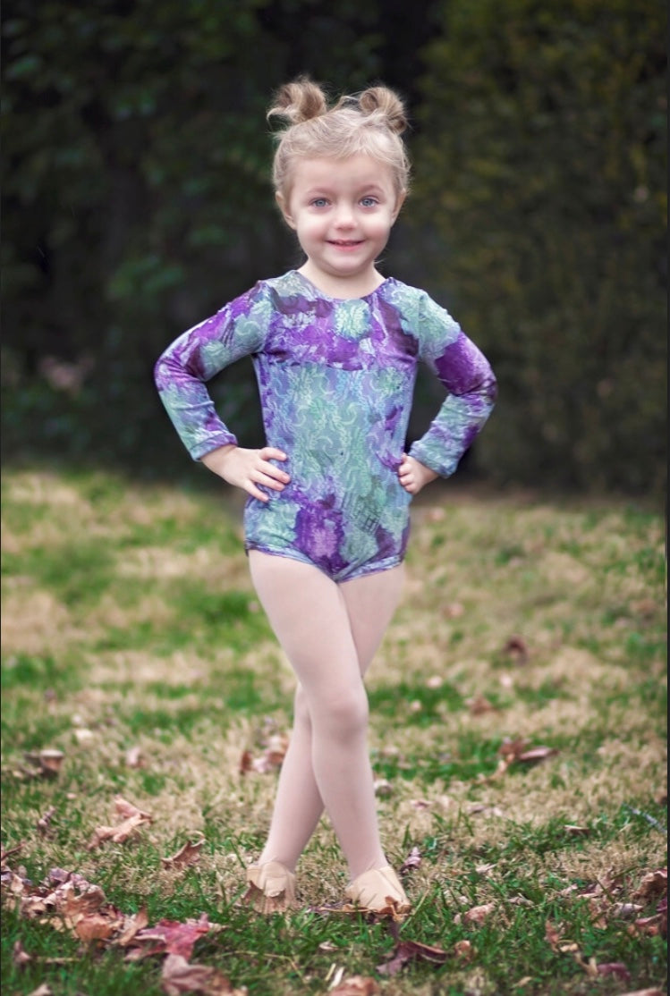 Purple Floral Lace Leotard