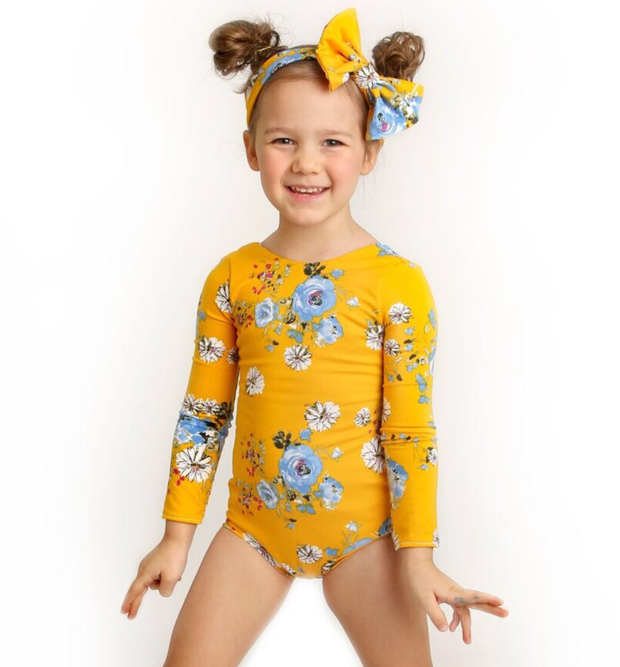 Maillot Flores Mostaza – Ackee Tree Clothing - Main Image