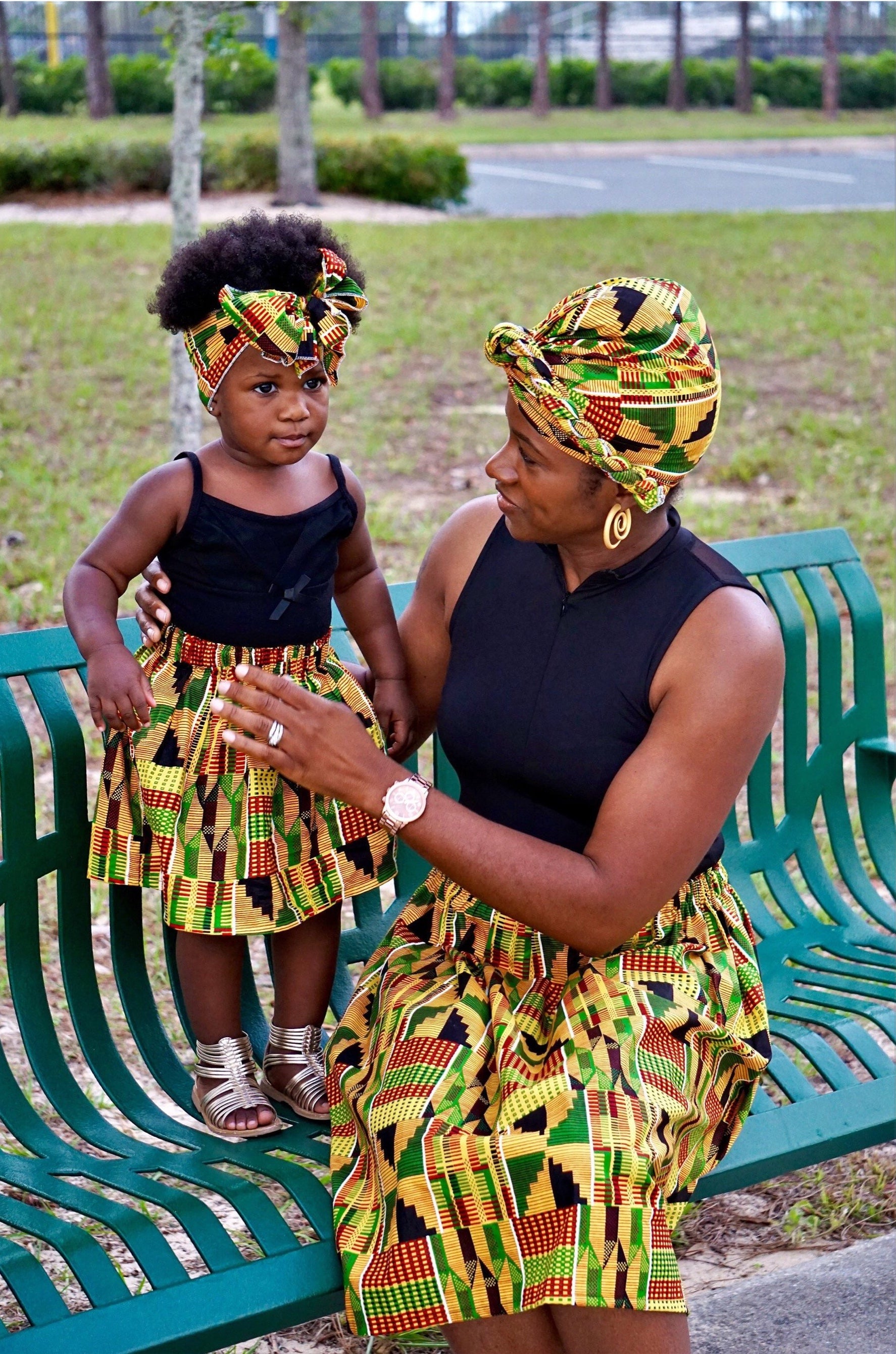 African Kente Mommy and Me Skirt Set