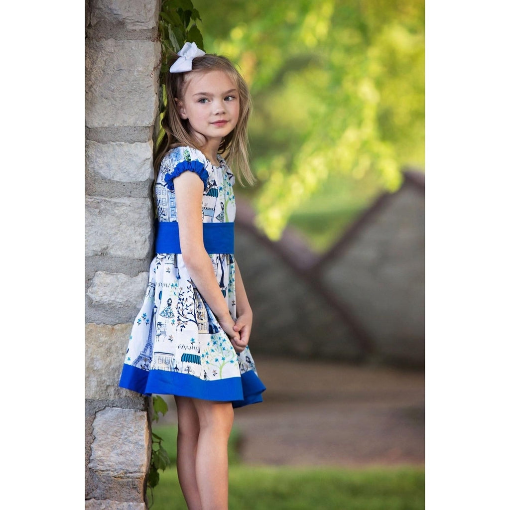 Blue Paris Peasant Dress