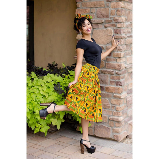 Womens Kente Skirt with Head Scarf
