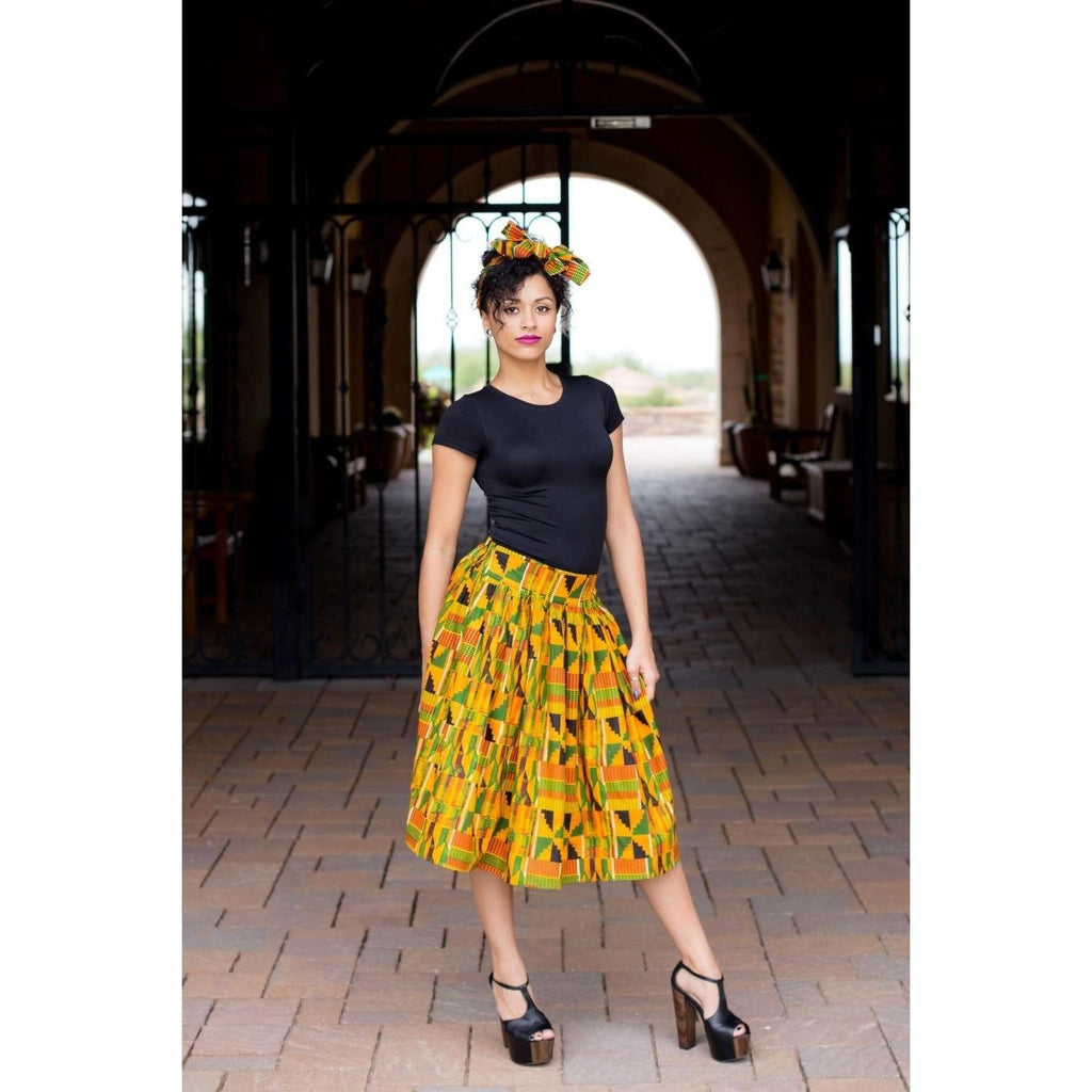 Womens Kente Skirt with Head Scarf