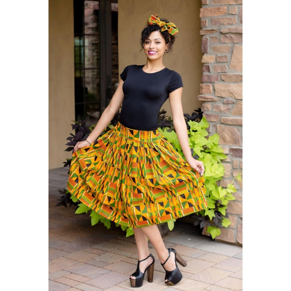 Womens Kente Skirt with Head Scarf