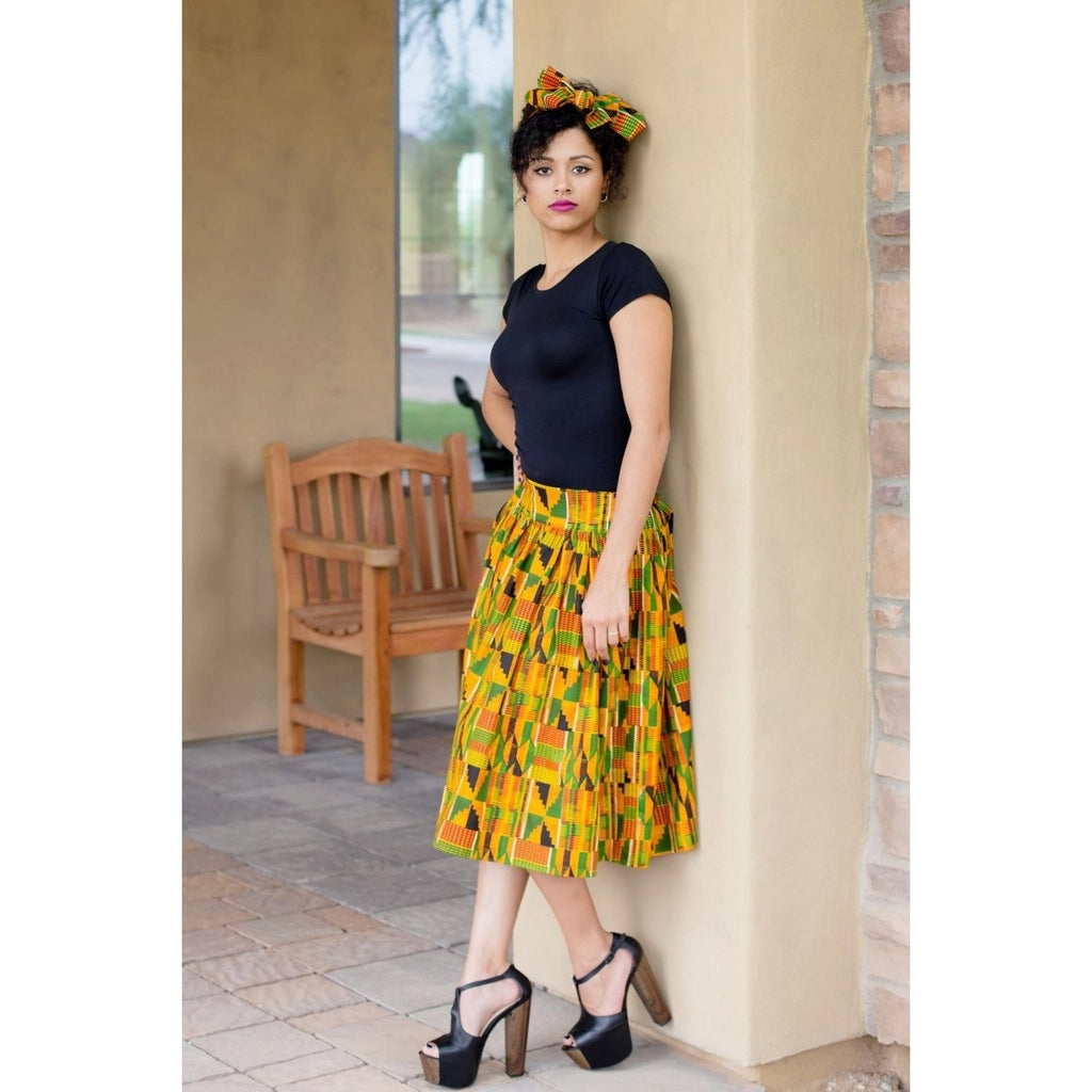 Womens Kente Skirt with Head Scarf
