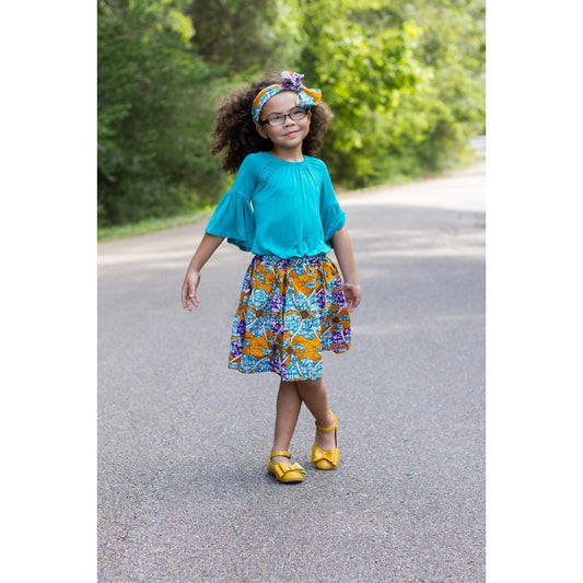 Girls Spring African Ankara Skirt Set