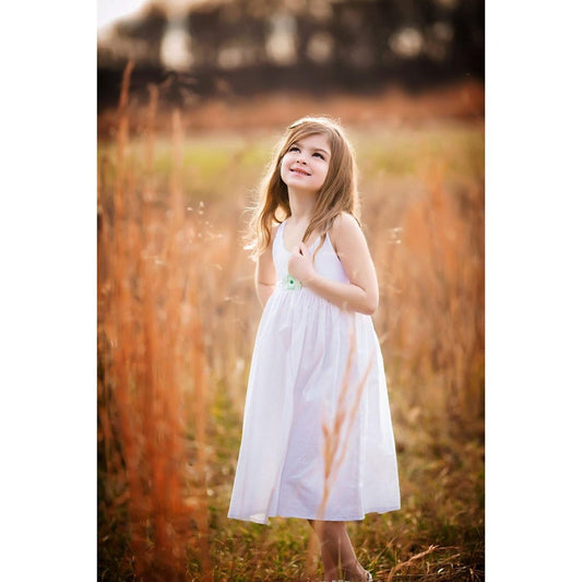 Girls White Boho Dress