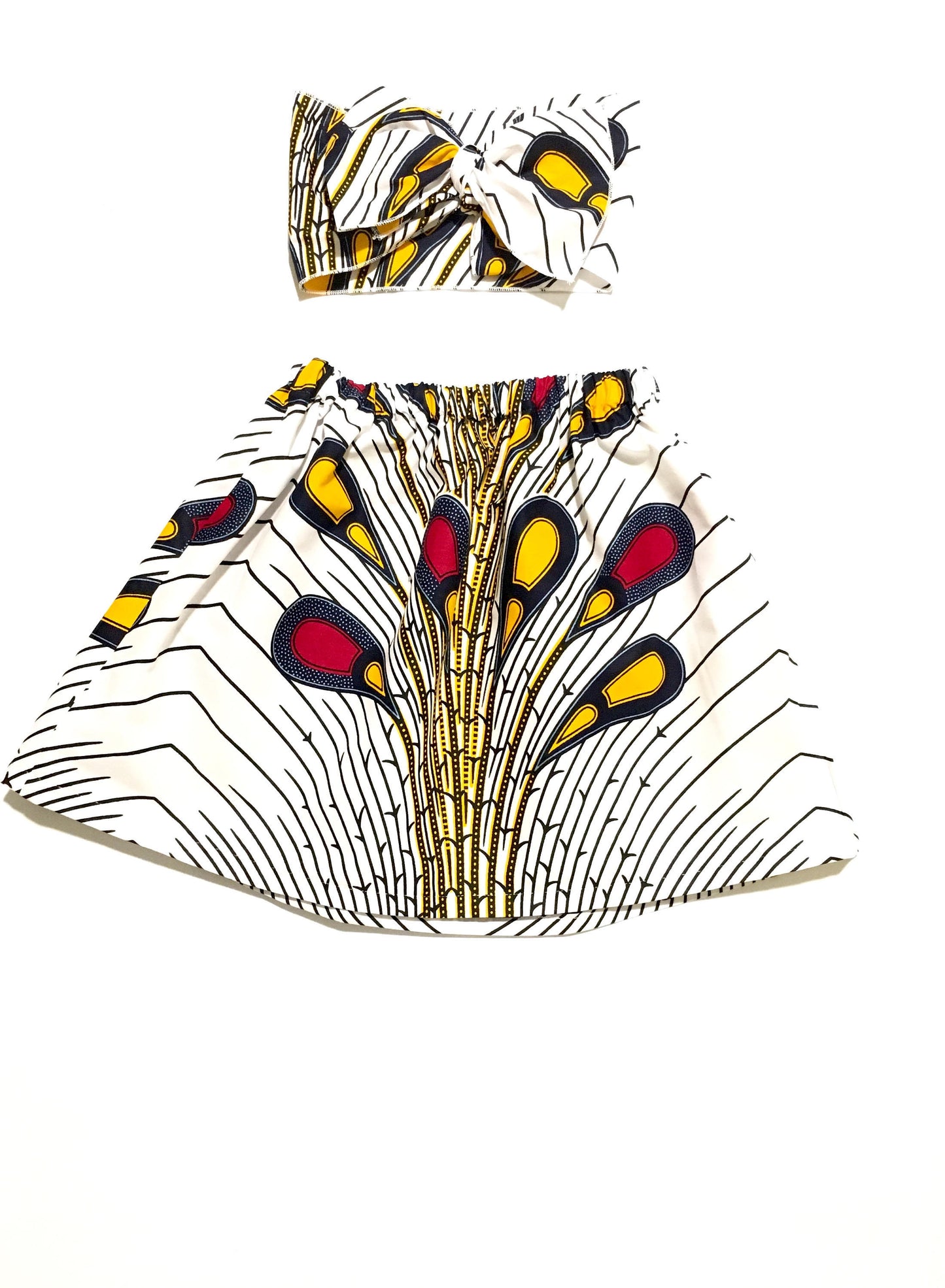 Red with Yellow African Skirt Set