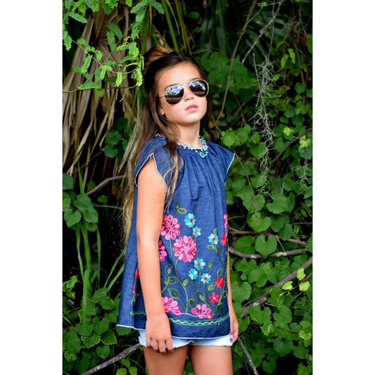 Boho Embroidered Off the Shoulder Top