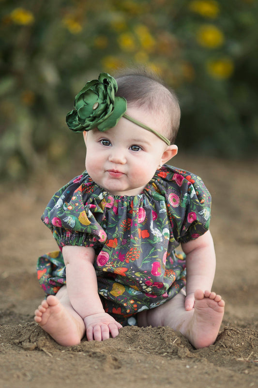 Grey Floral Bubble Romper