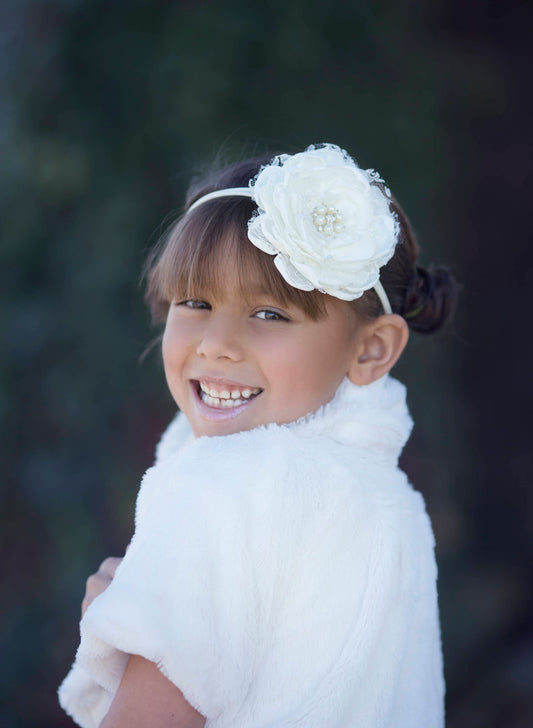 Ivory Satin Flower Headband
