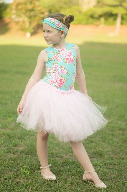 Leotardo floral menta para niñas