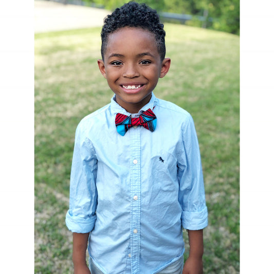 Red & Blue African Bow Tie