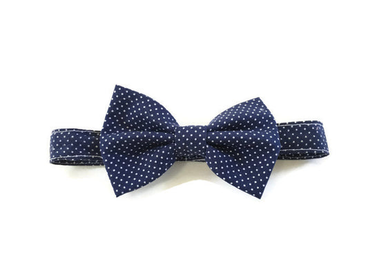 Navy Polka Dots Bow Tie